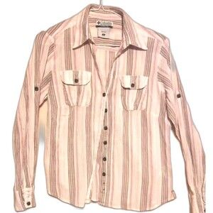 Columbia  Women's Striped Size Medium Sheer Button Up Long Sleeve Shirt